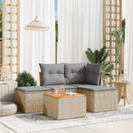 VidaXL Set Divano da Giardino 5 pz con Cuscini Beige in Polyrattan