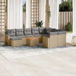 VidaXL Set Divani da Giardino 11 pz con Cuscini Beige in Polyrattan