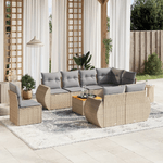 VidaXL Set Divano da Giardino 9 pz con Cuscini Beige in Polyrattan