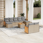 VidaXL Set Divano da Giardino 10 pz con Cuscini Beige in Polyrattan