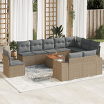 VidaXL Set Divani da Giardino 11 pz con Cuscini Beige in Polyrattan