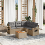 VidaXL Set Divano da Giardino 6 pz con Cuscini Beige Misto Polyrattan