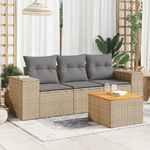 VidaXL Set Divano da Giardino 4 pz con Cuscini Beige in Polyrattan