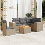 VidaXL Set Divano da Giardino 6 pz con Cuscini Beige in Polyrattan