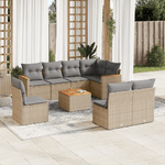 VidaXL Set Divano da Giardino 9 pz con Cuscini Beige Misto Polyrattan