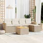 VidaXL Set Divano da Giardino 6 pz con Cuscini Beige in Polyrattan