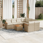 VidaXL Set Divano da Giardino 9 pz con Cuscini Beige in Polyrattan