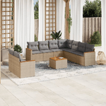 VidaXL Set Divano da Giardino 10 pz con Cuscini Beige Misto Polyrattan