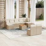 VidaXL Set Divano da Giardino 10 pz con Cuscini Beige in Polyrattan