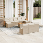 VidaXL Set Divani da Giardino 11 pz con Cuscini Beige in Polyrattan