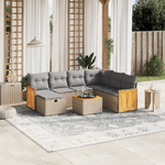 VidaXL Set Divano da Giardino 8 pz con Cuscini Beige Misto Polyrattan