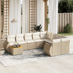 VidaXL Set Divano da Giardino 10 pz con Cuscini Beige in Polyrattan