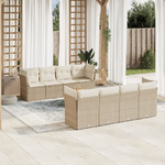 VidaXL Set Divano da Giardino 9 pz con Cuscini Beige in Polyrattan