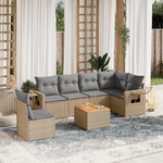 VidaXL Set Divano da Giardino 7 pz con Cuscini Beige Misto Polyrattan