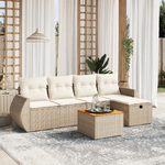 VidaXL Set Divano da Giardino 6 pz con Cuscini Beige in Polyrattan