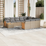 VidaXL Set Divani da Giardino 11 pz con Cuscini Beige in Polyrattan