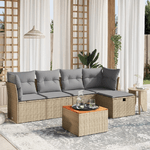 VidaXL Set Divano da Giardino 6 pz con Cuscini Beige Misto Polyrattan