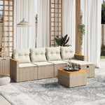 VidaXL Set Divano da Giardino 6 pz con Cuscini Beige in Polyrattan