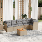 VidaXL Set Divani da Giardino 7 pz con Cuscini Beige in Polyrattan