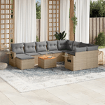 VidaXL Set Divani da Giardino 11 pz con Cuscini Beige in Polyrattan