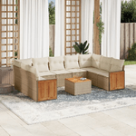 vidaXL Set Divano da Giardino 10 pz con Cuscini Beige in Polyrattan