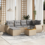 VidaXL Set Divani da Giardino 7 pz con Cuscini Beige in Polyrattan