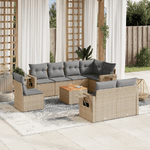 VidaXL Set Divano da Giardino 9 pz con Cuscini Beige Misto Polyrattan