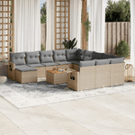 VidaXL Set Divano da Giardino 13 pz con Cuscini Beige Misto Polyrattan