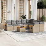 VidaXL Set Divano da Giardino 10 pz con Cuscini Beige in Polyrattan