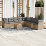 VidaXL Set Divano da Giardino 10 pz con Cuscini Beige Misto Polyrattan