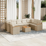 VidaXL Set Divano da Giardino 10 pz con Cuscini Beige in Polyrattan