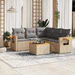 VidaXL Set Divano da Giardino 6 pz con Cuscini Beige in Polyrattan