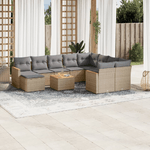 VidaXL Set Divani da Giardino 11 pz con Cuscini Beige in Polyrattan