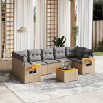 VidaXL Set Divano da Giardino 8 pz con Cuscini Beige in Polyrattan