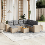 VidaXL Set Divano da Giardino 8 pz con Cuscini Beige in Polyrattan