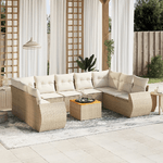 VidaXL Set Divano da Giardino 10 pz con Cuscini Beige in Polyrattan