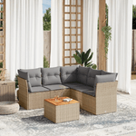 VidaXL Set Divano da Giardino 6 pz con Cuscini Beige Misto Polyrattan