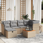 VidaXL Set Divano da Giardino 7 pz con Cuscini Beige Misto Polyrattan