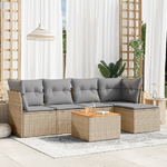 VidaXL Set Divano da Giardino 6 pz con Cuscini Beige Misto Polyrattan