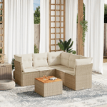 VidaXL Set Divano da Giardino 6 pz con Cuscini Beige in Polyrattan