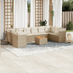 VidaXL Set Divani da Giardino 11 pz con Cuscini Beige in Polyrattan