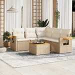 VidaXL Set Divano da Giardino 6 pz con Cuscini Beige in Polyrattan