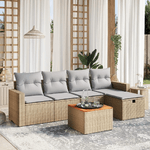 VidaXL Set Divano da Giardino 6 pz con Cuscini Beige Misto Polyrattan