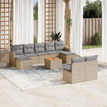 VidaXL Set Divano da Giardino 10 pz con Cuscini Beige in Polyrattan