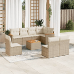 VidaXL Set Divano da Giardino 9 pz con Cuscini Beige in Polyrattan