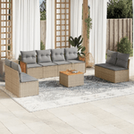 VidaXL Set Divano da Giardino 9 pz con Cuscini Beige in Polyrattan