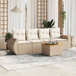 VidaXL Set Divano da Giardino 5 pz con Cuscini Beige in Polyrattan