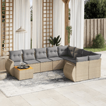 VidaXL Set Divano da Giardino 10 pz con Cuscini Beige in Polyrattan