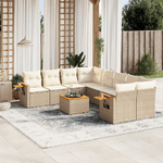 VidaXL Set Divano da Giardino 9 pz con Cuscini Beige in Polyrattan