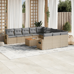 VidaXL Set Divano da Giardino 12 pz con Cuscini Beige Misto Polyrattan